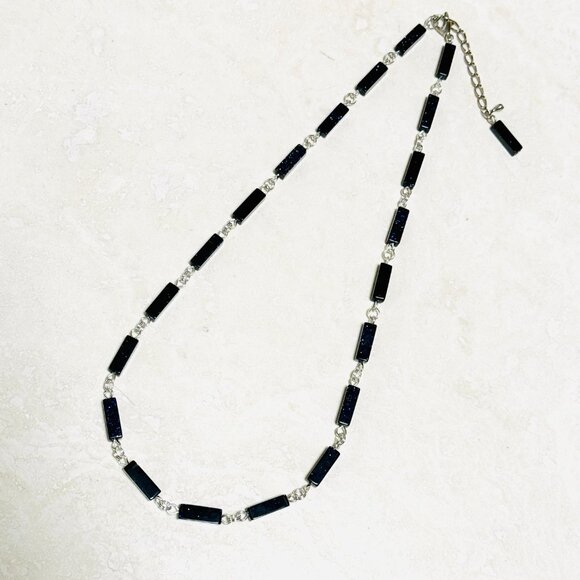 Dark Blue Goldstone Short Adjustable  Necklace - Picture 4 of 11